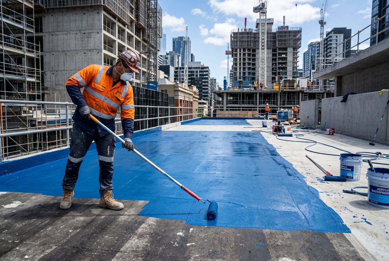 SBR Latex and Acrylic Elastomeric Waterproofing Chemical Compounds and Admixtures